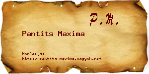 Pantits Maxima névjegykártya